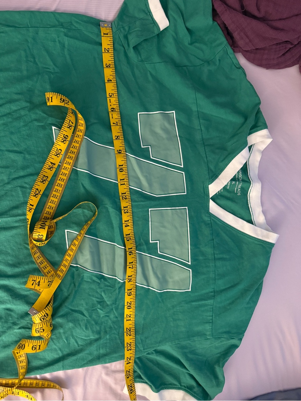 Grayson Threads Green V-Neck Jersey with White Trim and '77 Graphic - Picture 4 of 4